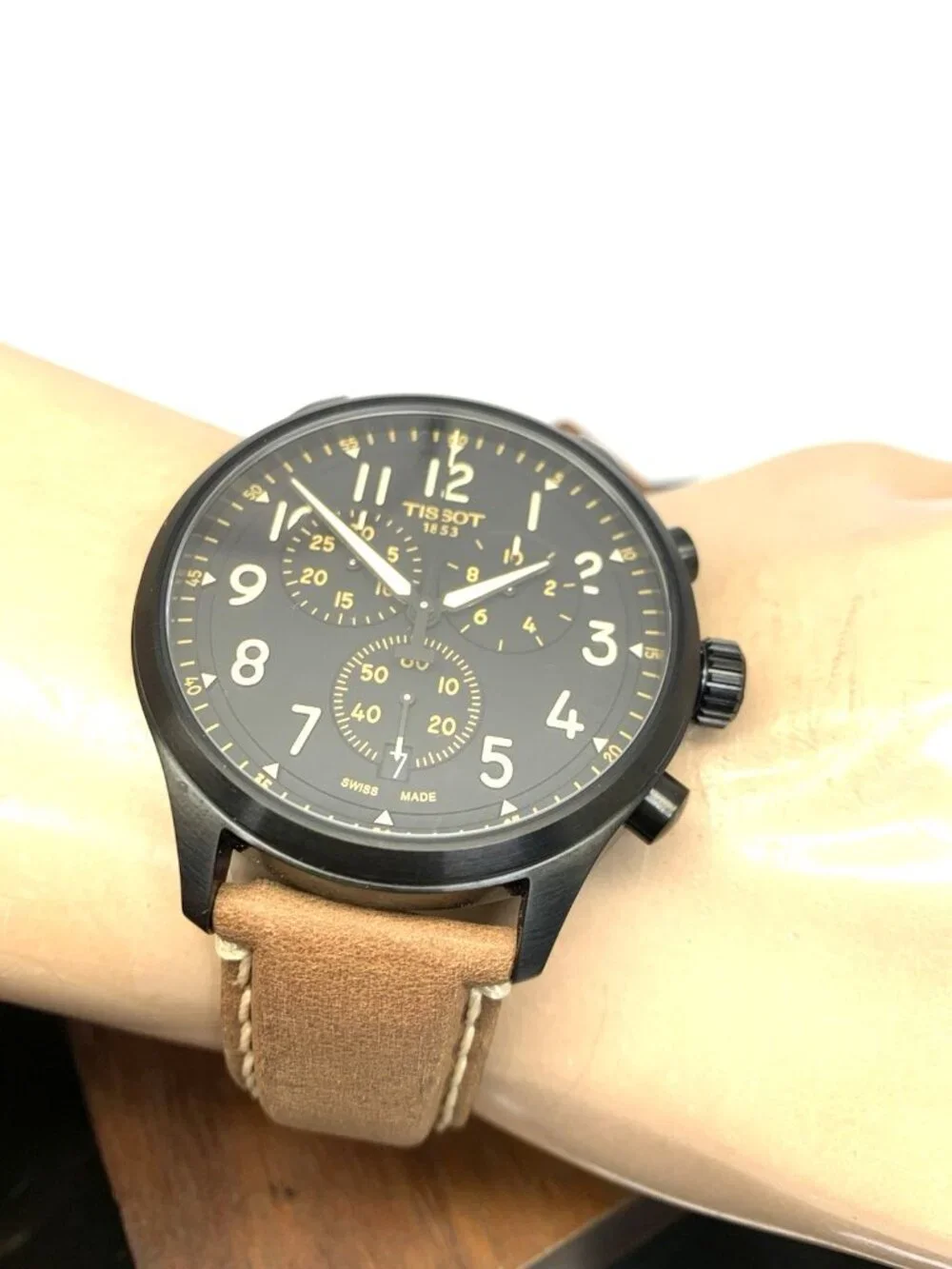 Tissot Men's Watch Swiss Quartz Chronograph 45mm Brown Leather T1166173605203